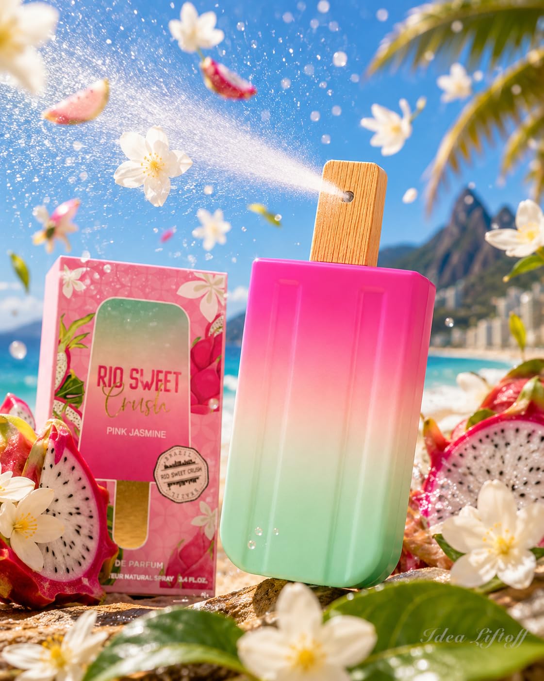 Rio Sweet Crush Pink Eau de Parfum for Women, Sweet Pink Fruity Gourmand Raspberry Strawberry Pear Peony Jasmine Vanilla Tonka Musk Spray Fragrance, 3.4 Fl Oz / 100 ml